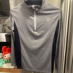 Horseware Brand Aveen Tech Melange Top, Ladies M, heather‎ gray with navy blue